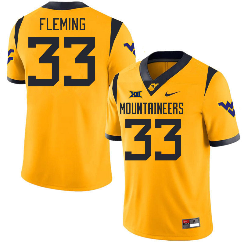 Men #33 Aydin Fleming West Virginia Mountaineers College 2024 New Uniforms Football Jerseys Stitched